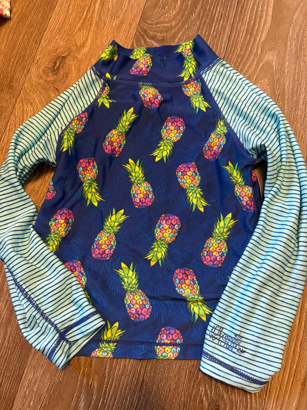 Kids Pineapple One-Piece Swim shirt - Navy/Multicolor